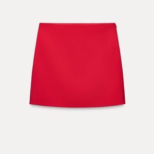 Zara red tweed lined mini skirt- size M- NWT